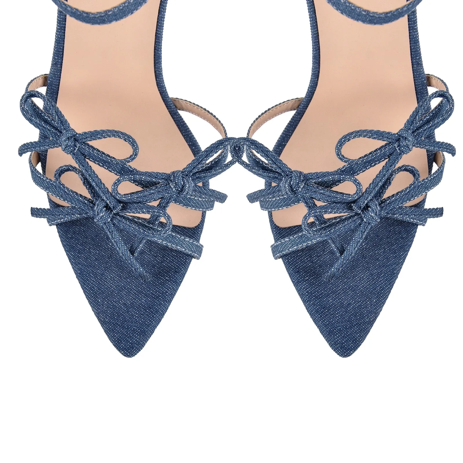 Denim Pointed Toe Bow Buckle Strap Sandals sold by Onlymaker product image thumbnail 4