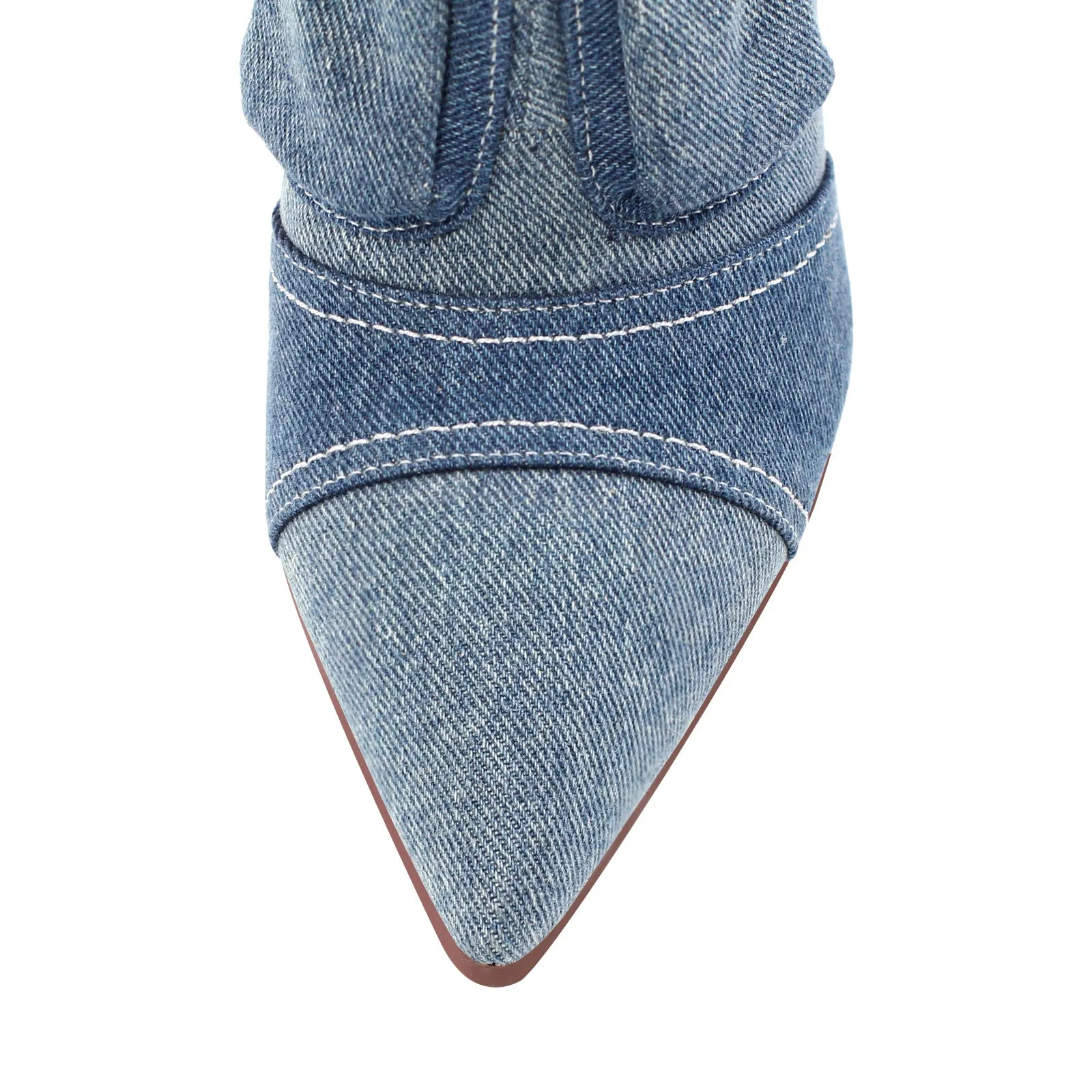 Denim Pointed Toe Zipper Stiletto Ankle Boots sold by Onlymaker product image thumbnail 4