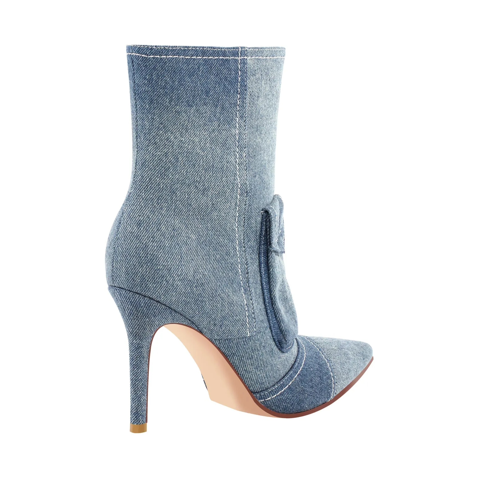 Denim Pointed Toe Zipper Stiletto Ankle Boots sold by Onlymaker product image thumbnail 3