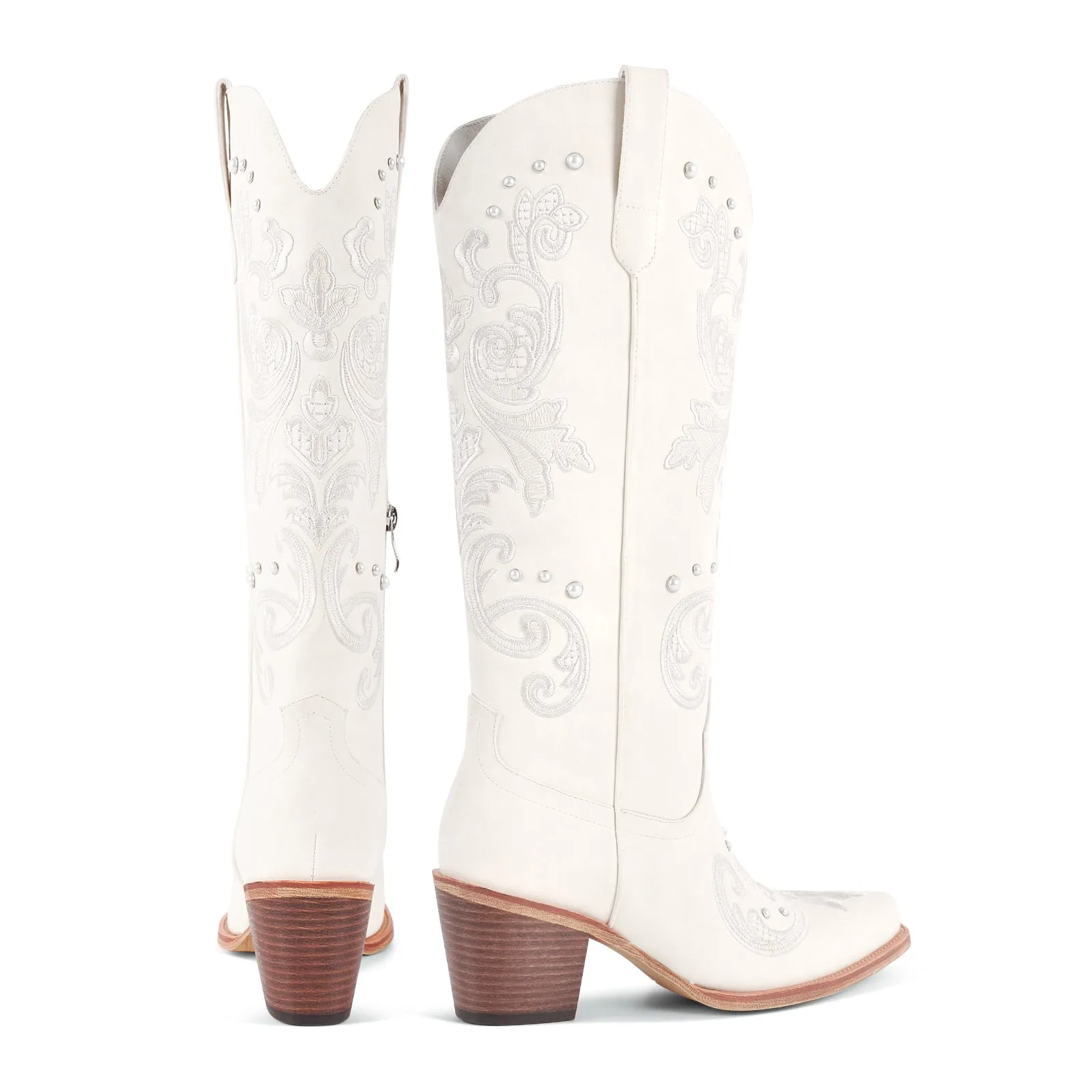 Embroidery Pearl Knee High Western Boots sold by Onlymaker product image thumbnail 3