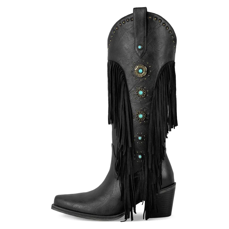 Fringe & Stud Western Boots sold by Onlymaker