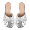 Square Toe Fringe Stiletto Mules sold by Onlymaker