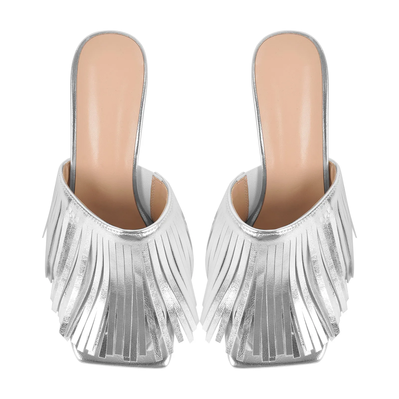 Square Toe Fringe Stiletto Mules sold by Onlymaker product image thumbnail 4