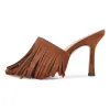 Square Toe Fringe Stiletto Mules sold by Onlymaker