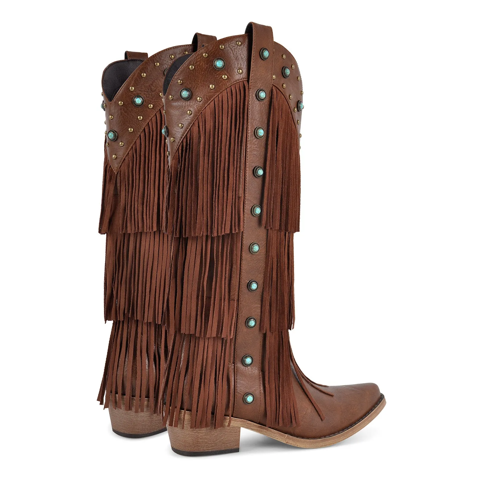 Fringe & Stud Knee High Western Boots sold by Onlymaker product image thumbnail 3