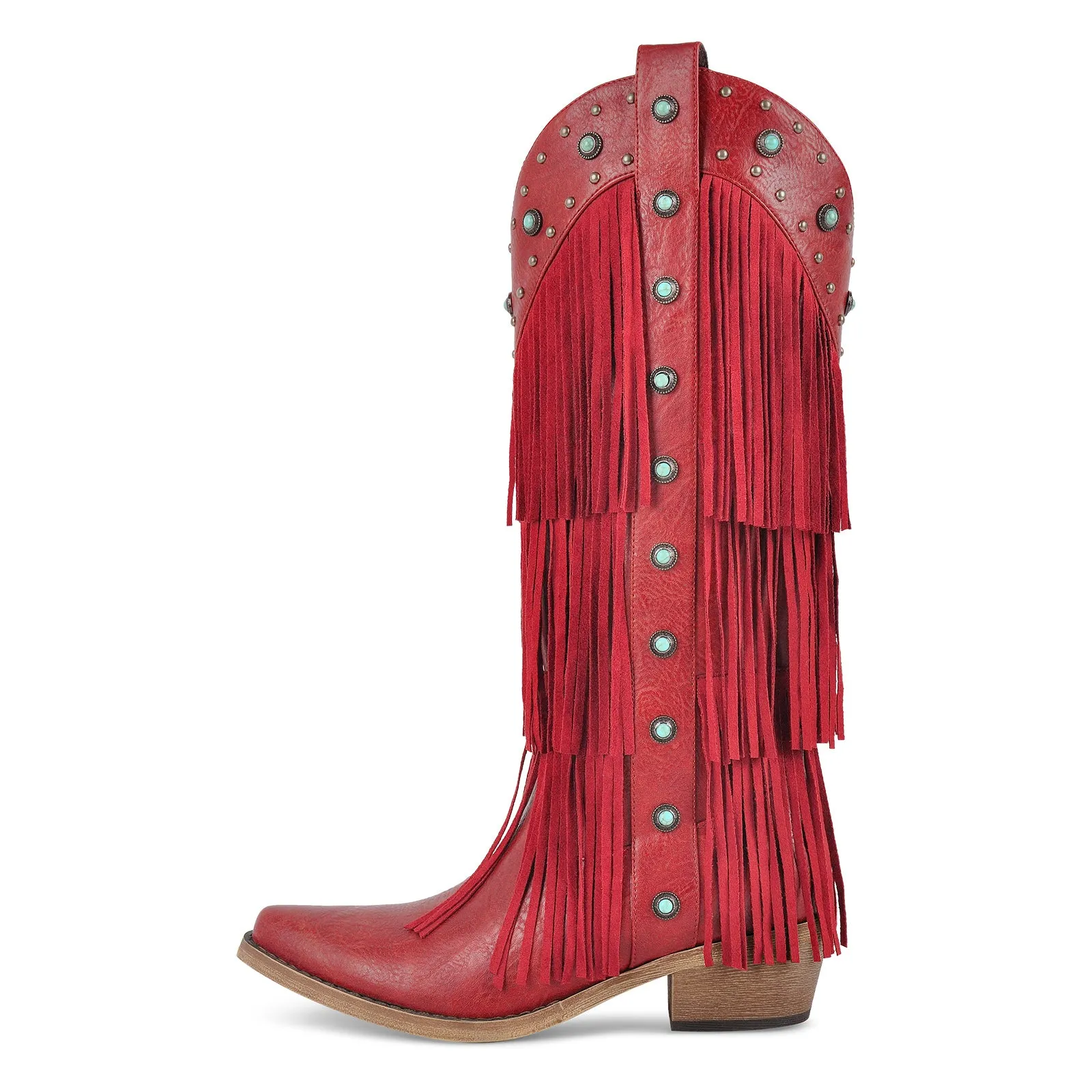 Fringe & Stud Knee High Western Boots sold by Onlymaker product image thumbnail 4