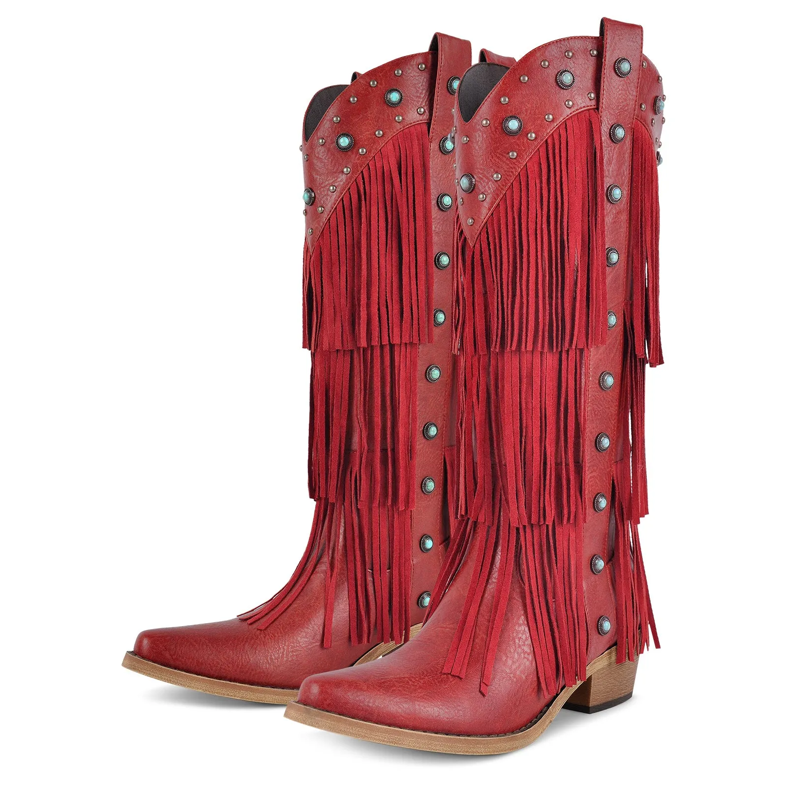 Fringe & Stud Knee High Western Boots sold by Onlymaker product image thumbnail 5