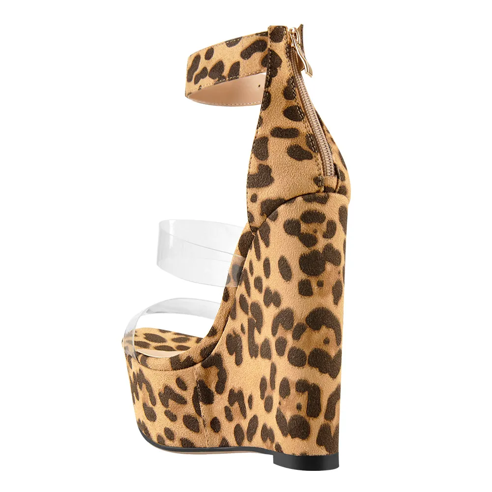 Leopard Suede Platform Wedge High Heels Sandals sold by Onlymaker product image thumbnail 4