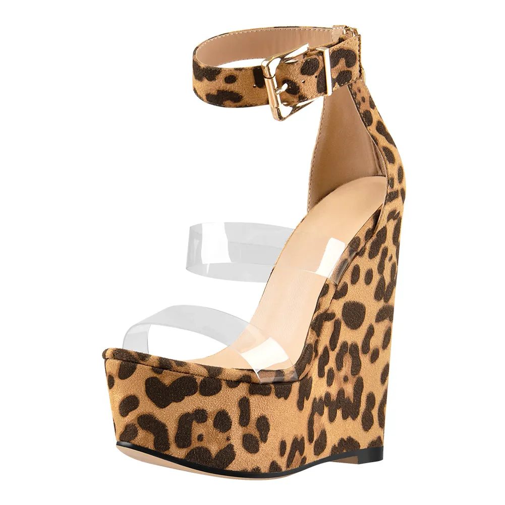 Leopard Suede Platform Wedge High Heels Sandals sold by Onlymaker product image thumbnail 2