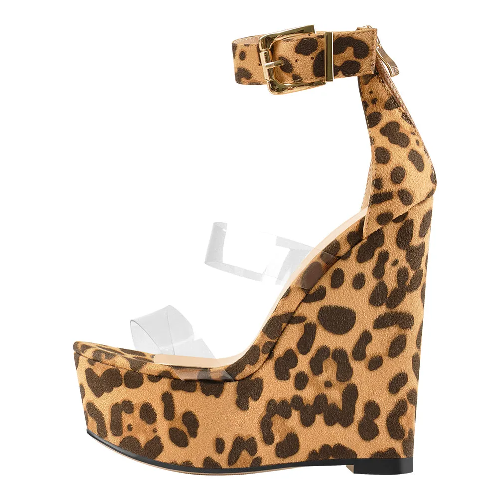 Leopard Suede Platform Wedge High Heels Sandals sold by Onlymaker