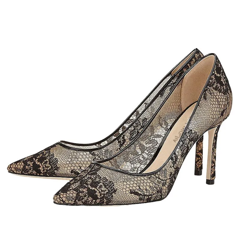 Pointed Toe Lace Mesh High Heels sold by Onlymaker product image thumbnail 2