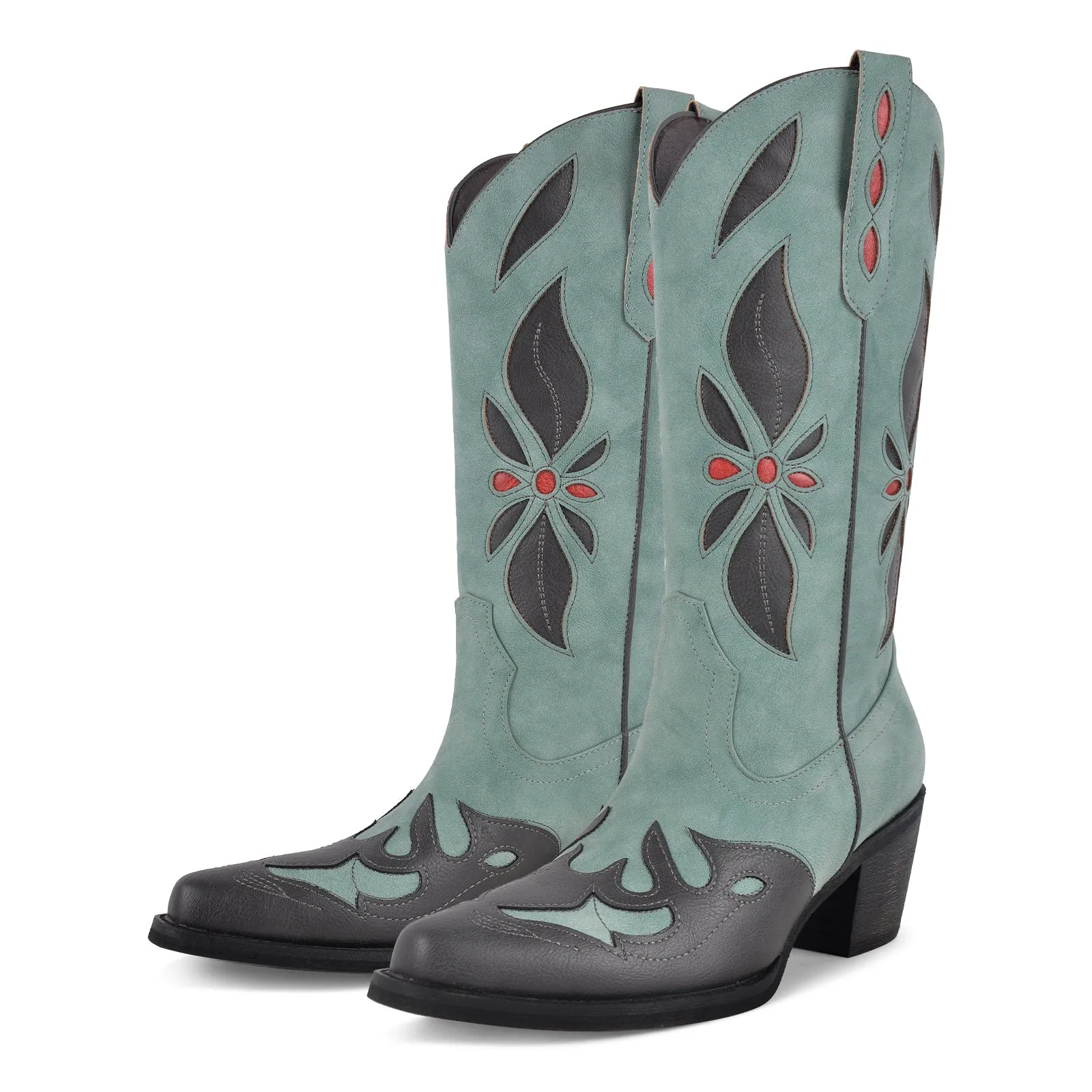 Embroidery Split Joint Mid-Calf Western Boots sold by Onlymaker product image thumbnail 2