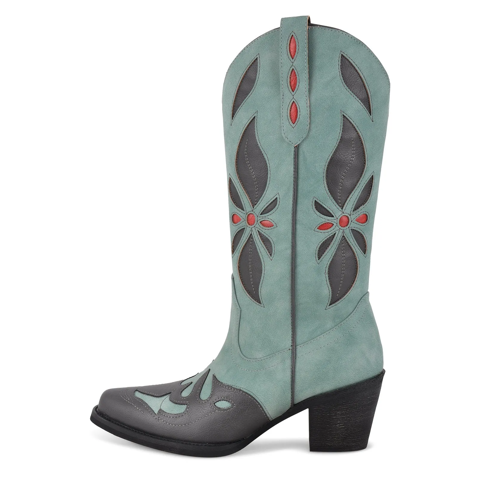 Embroidery Split Joint Mid-Calf Western Boots sold by Onlymaker