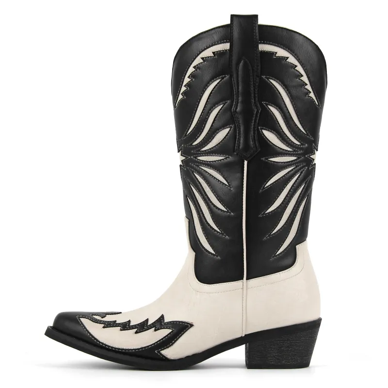 Pointed Toe Split Joint Mid-Calf Western Boots sold by Onlymaker