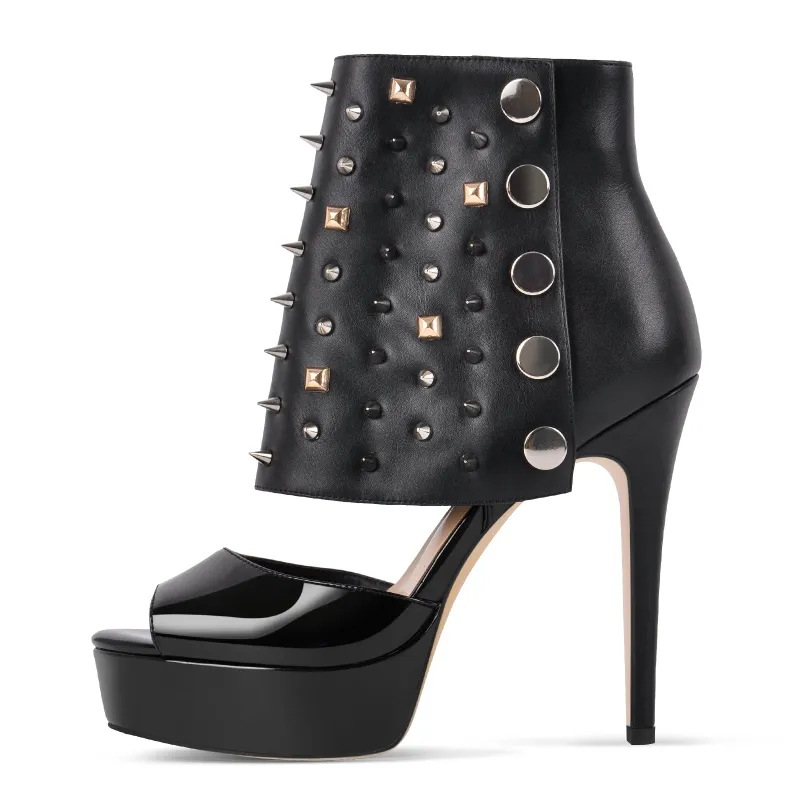 Open Toe Platform Rivet Ankle Bootie Sandals sold by Onlymaker