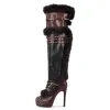 Platform Fur Rivet Buckle Thigh High Boots sold by Onlymaker