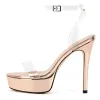 Clear Ankle Strap Platform Stiletto Sandals sold by Onlymaker