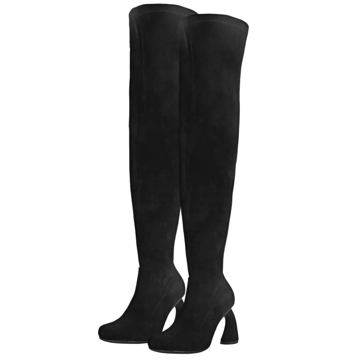 Square Toe Suede Shaped Heel Thigh High Boots sold by Onlymaker product image thumbnail 2