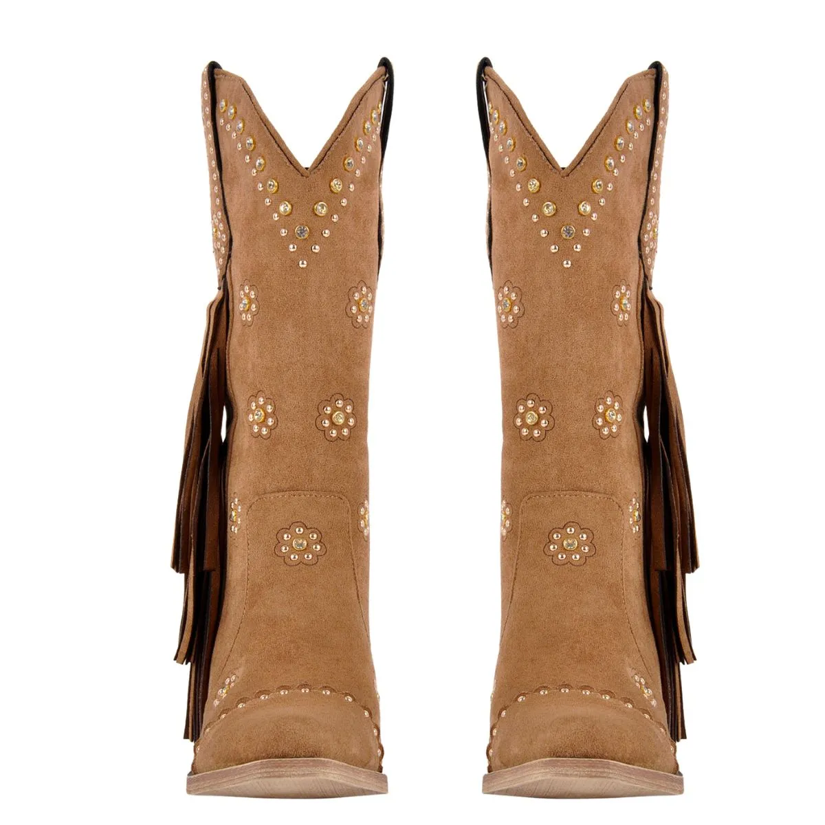 Suede Fringe & Stud Mid-Calf Western Boots sold by Onlymaker product image thumbnail 5