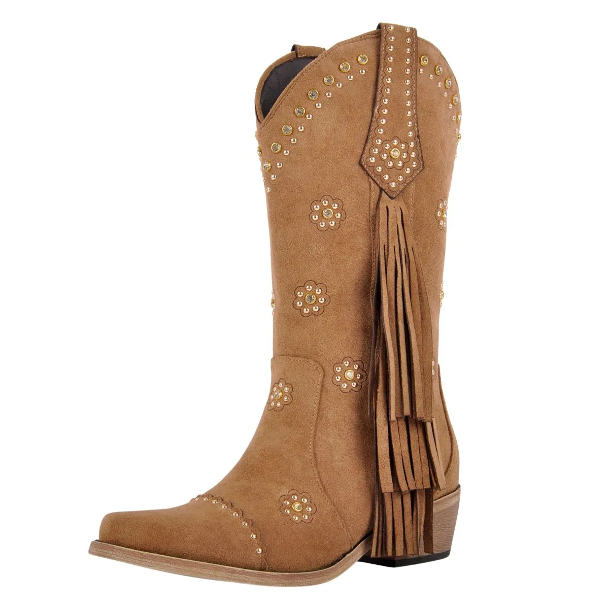 Suede Fringe & Stud Mid-Calf Western Boots sold by Onlymaker product image thumbnail 4