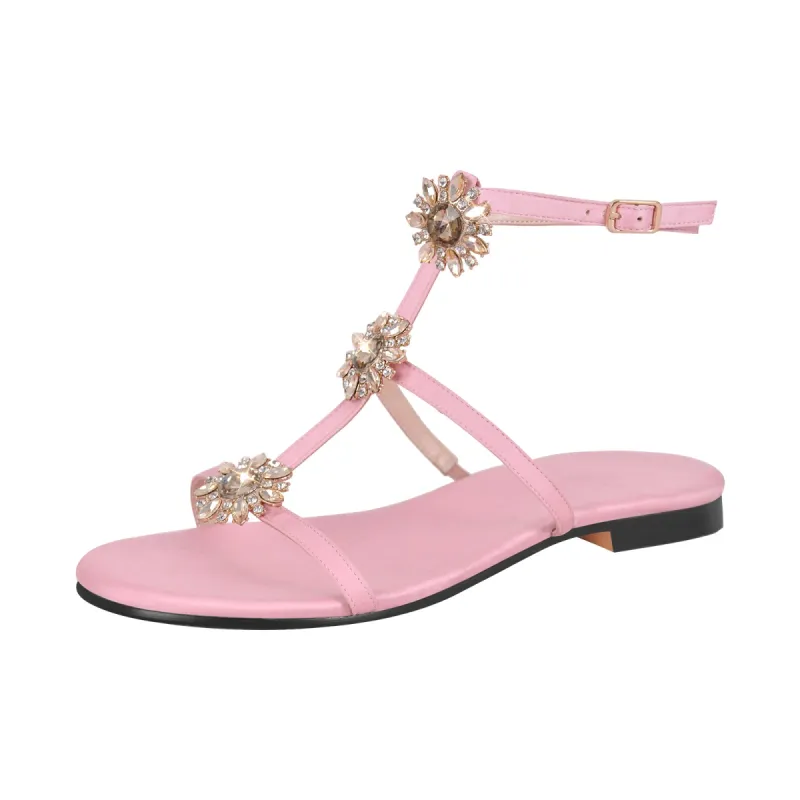 Pink Round Toe Ankle Strap Flats sold by Onlymaker