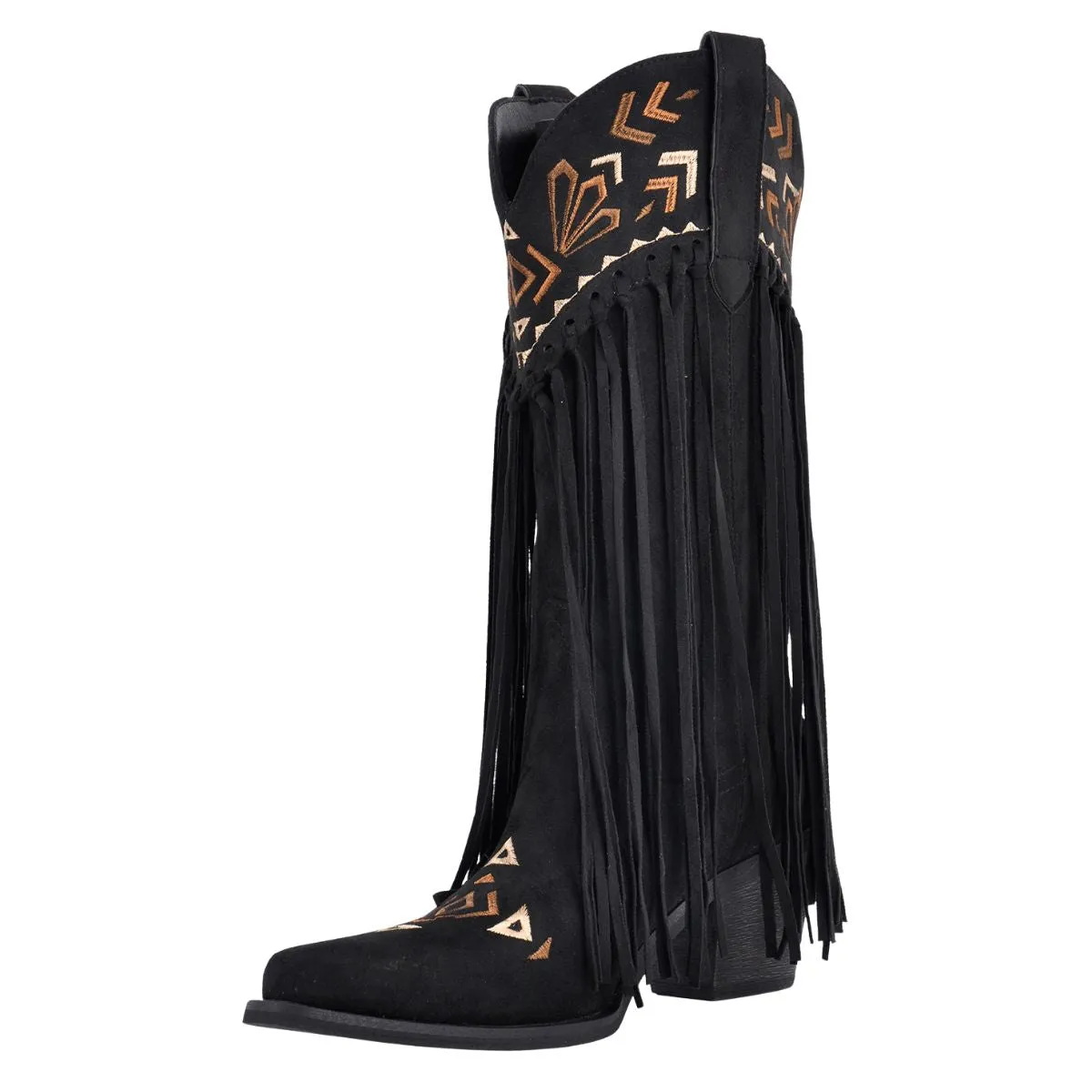 Suede Fringe Embroidery Mid-Calf Western Boots sold by Onlymaker product image thumbnail 5