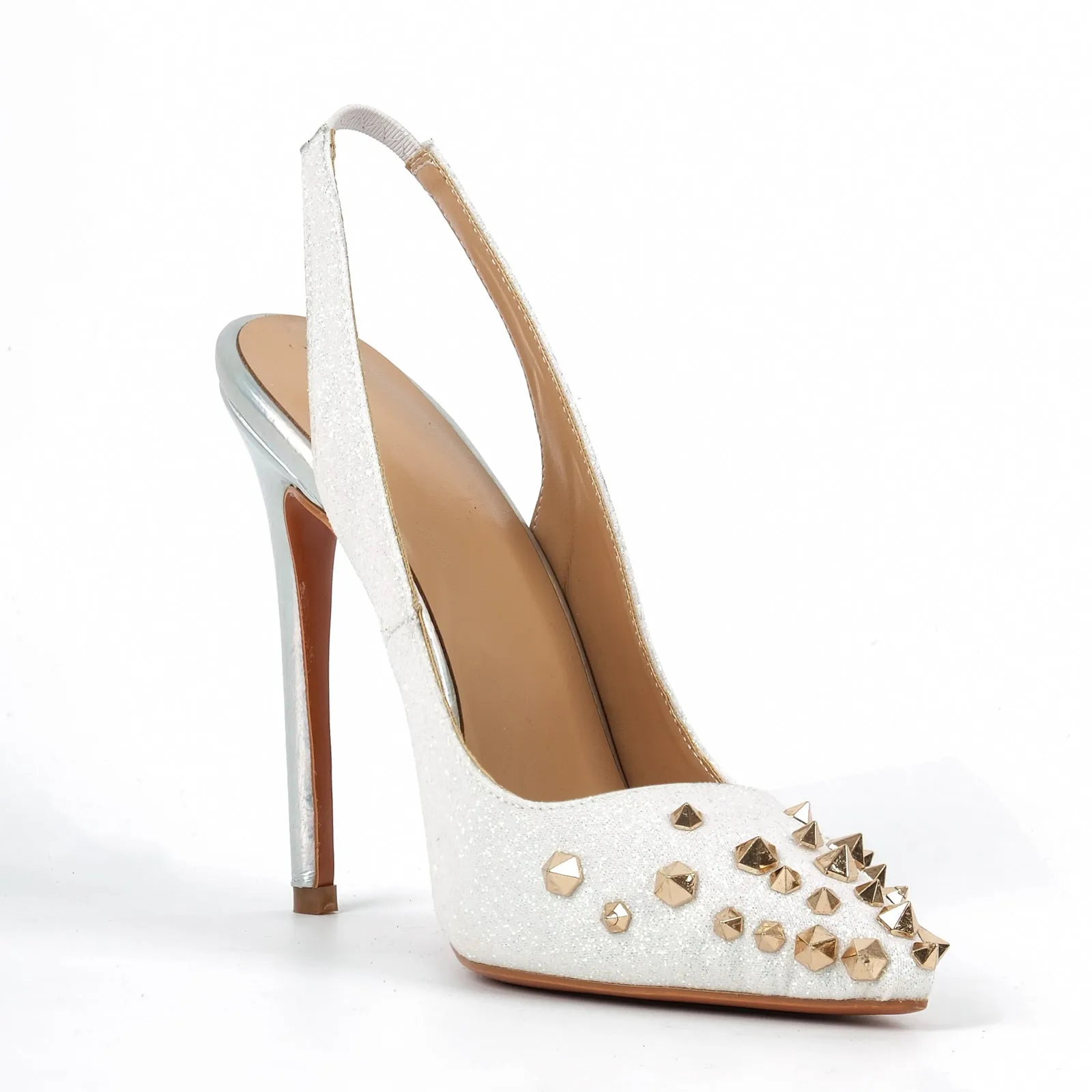 Glitter Pointed Toe Rivet Slingback High Heels sold by Onlymaker product image thumbnail 3