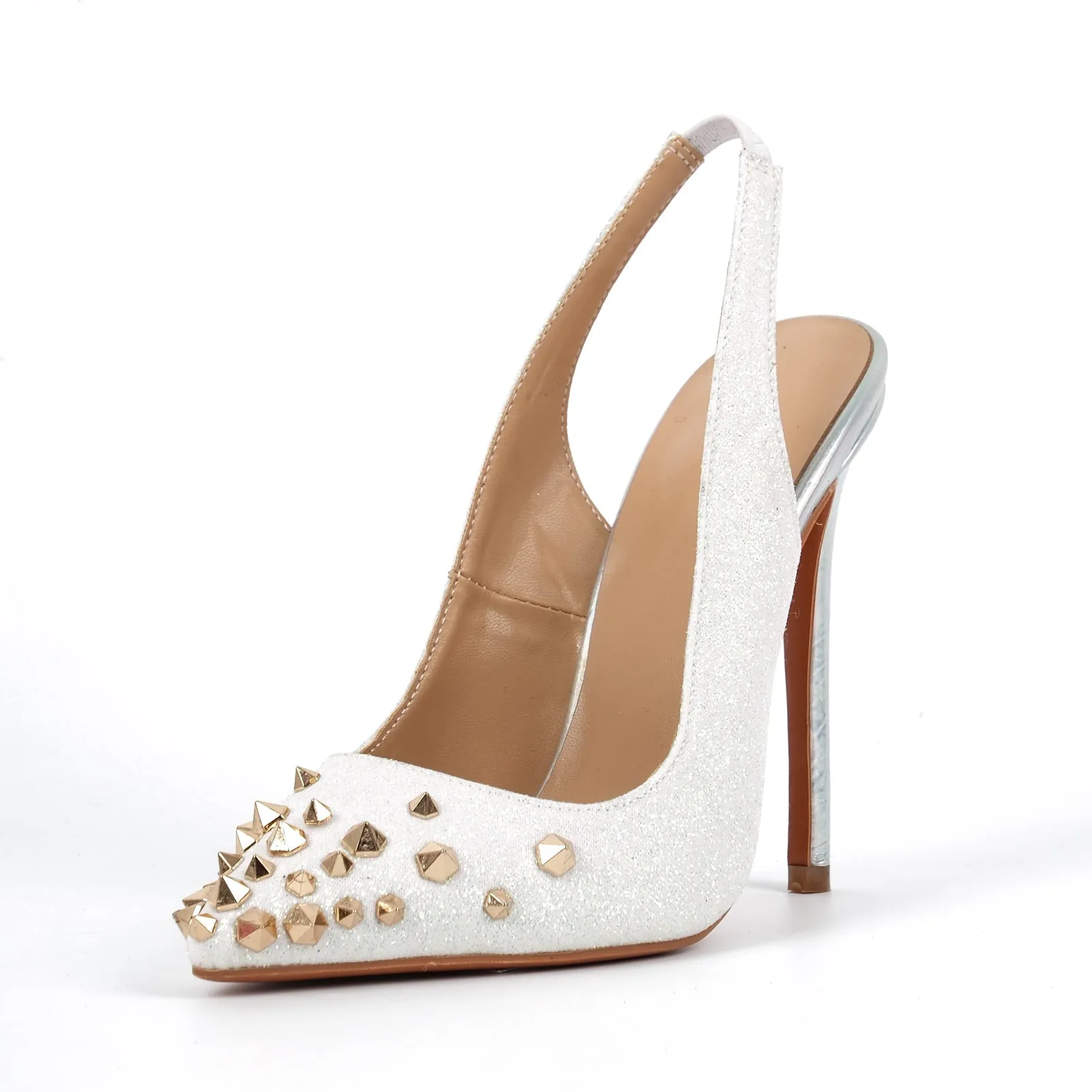 Glitter Pointed Toe Rivet Slingback High Heels sold by Onlymaker product image thumbnail 2