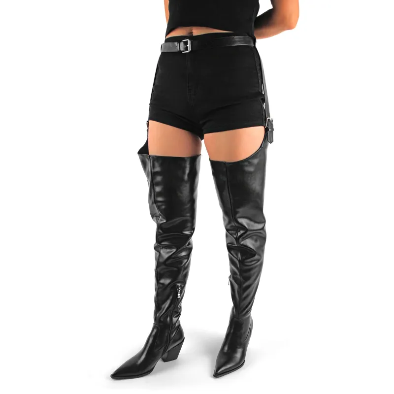 Pointed Toe Buckle Chunky Heel Pant Boots sold by Onlymaker