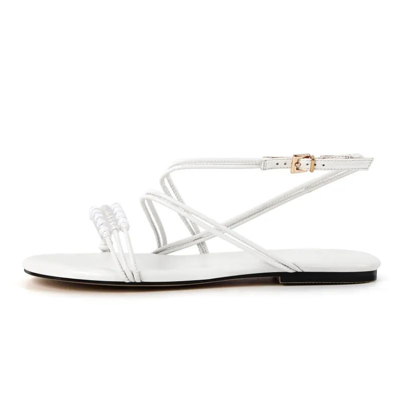 Beaded Buckle Strap Flats made by Onlymaker