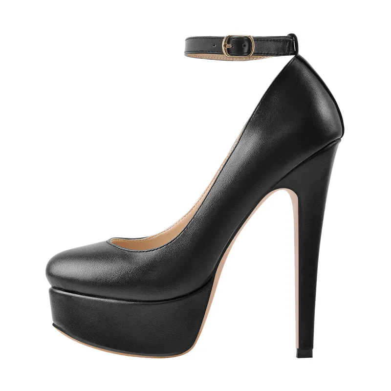Round Toe Platform Ankle Strap High Heels sold by Onlymaker