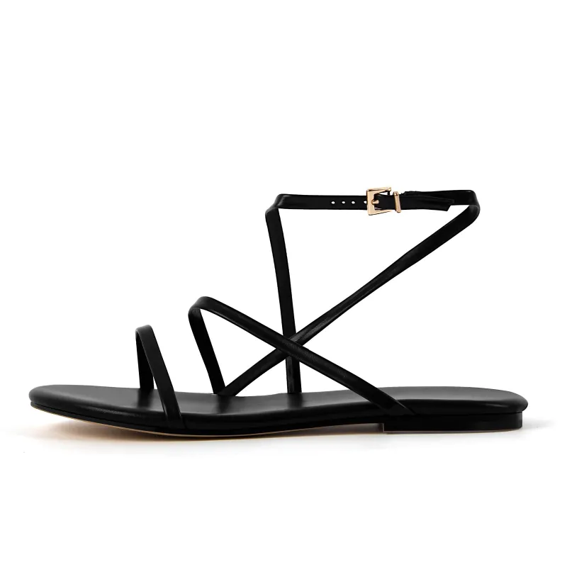 Round Toe Buckle Strap Flat Sandals sold by Onlymaker