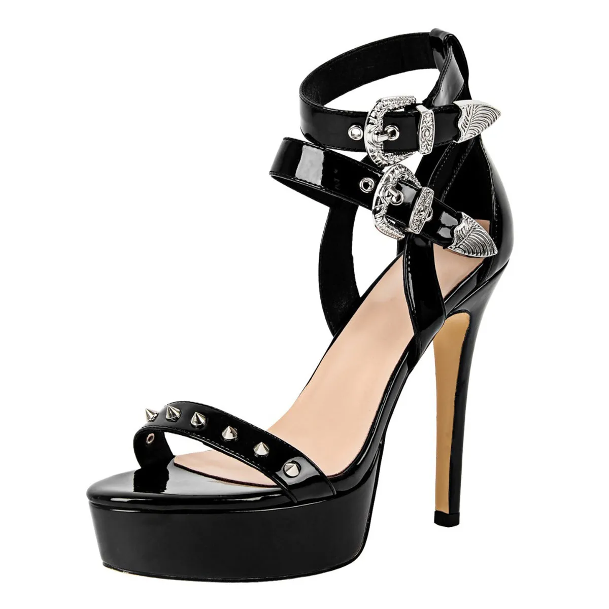 Platform Rivet Buckle Ankle Strap Sandals sold by Onlymaker product image thumbnail 2