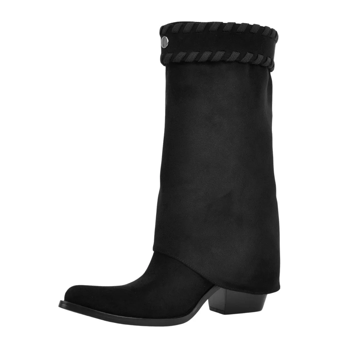 Suede Fold Over Mid-Calf Western Boots sold by Onlymaker product image thumbnail 2