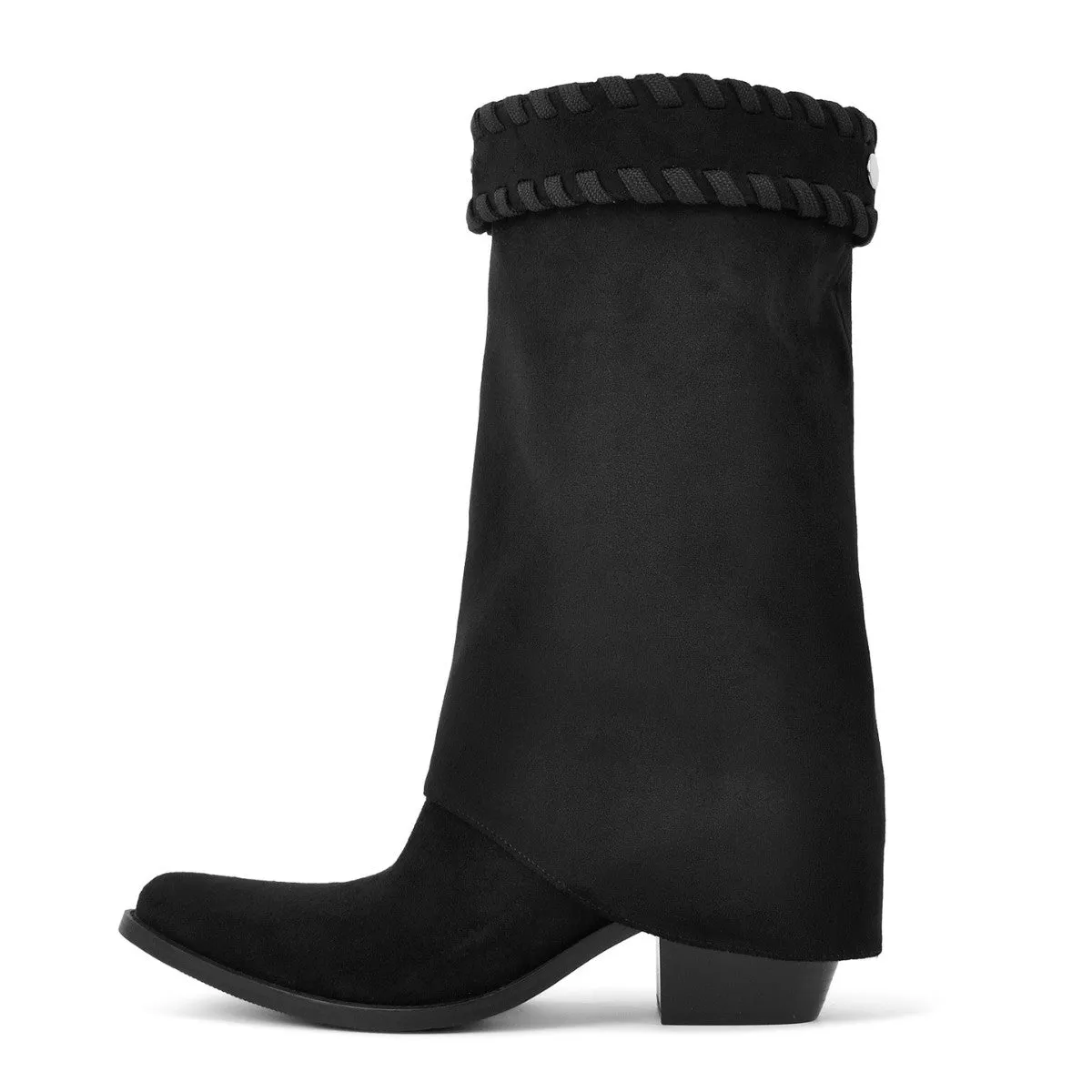 Suede Fold Over Mid-Calf Western Boots sold by Onlymaker