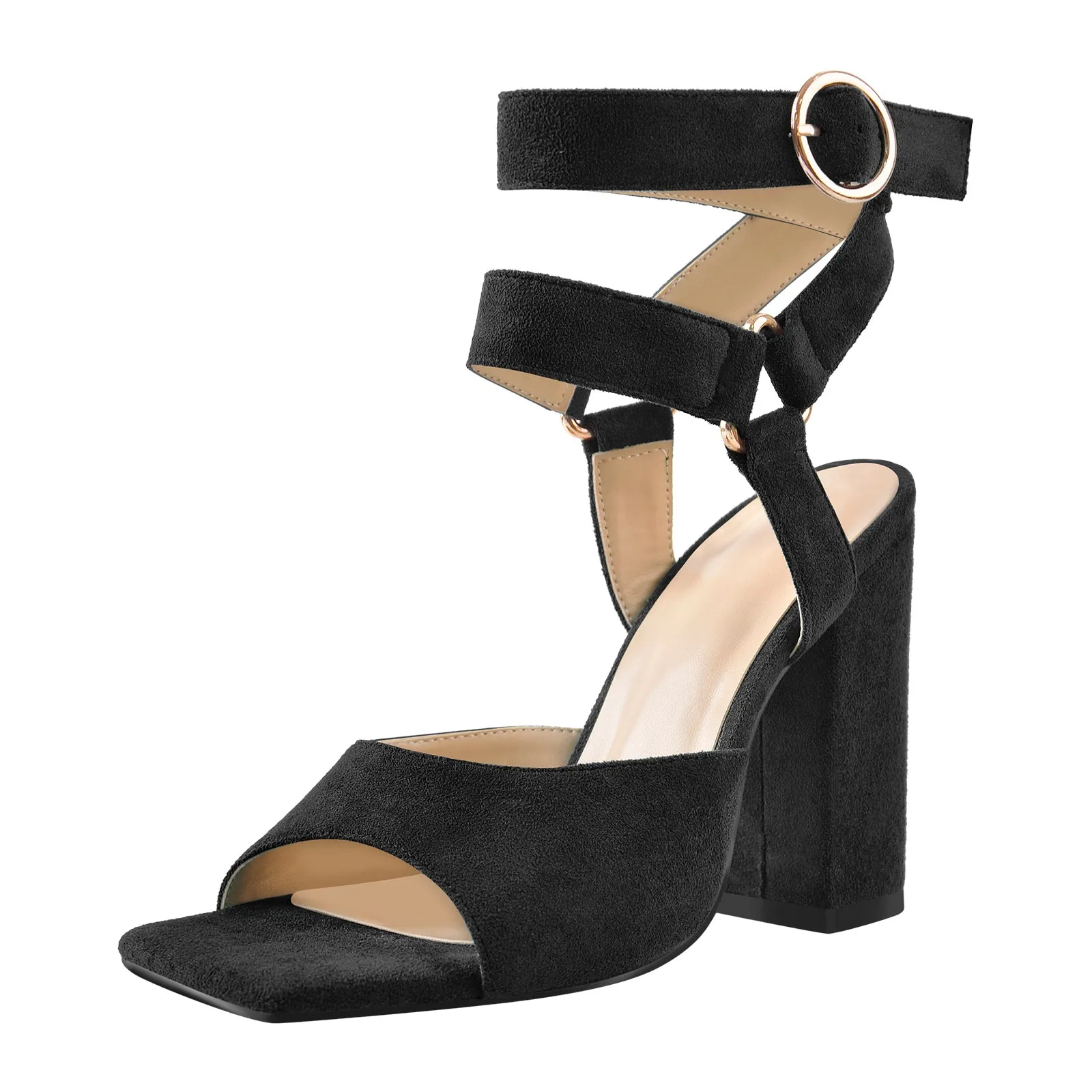 Square Toe Suede Ankle Strap Chunky Heel Sandals sold by Onlymaker product image thumbnail 2