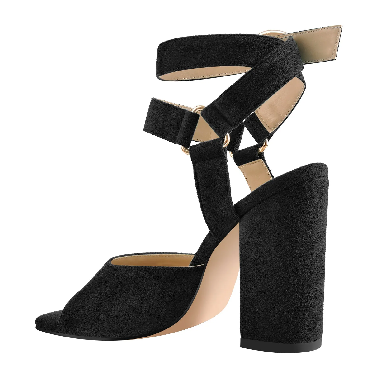 Square Toe Suede Ankle Strap Chunky Heel Sandals sold by Onlymaker product image thumbnail 3