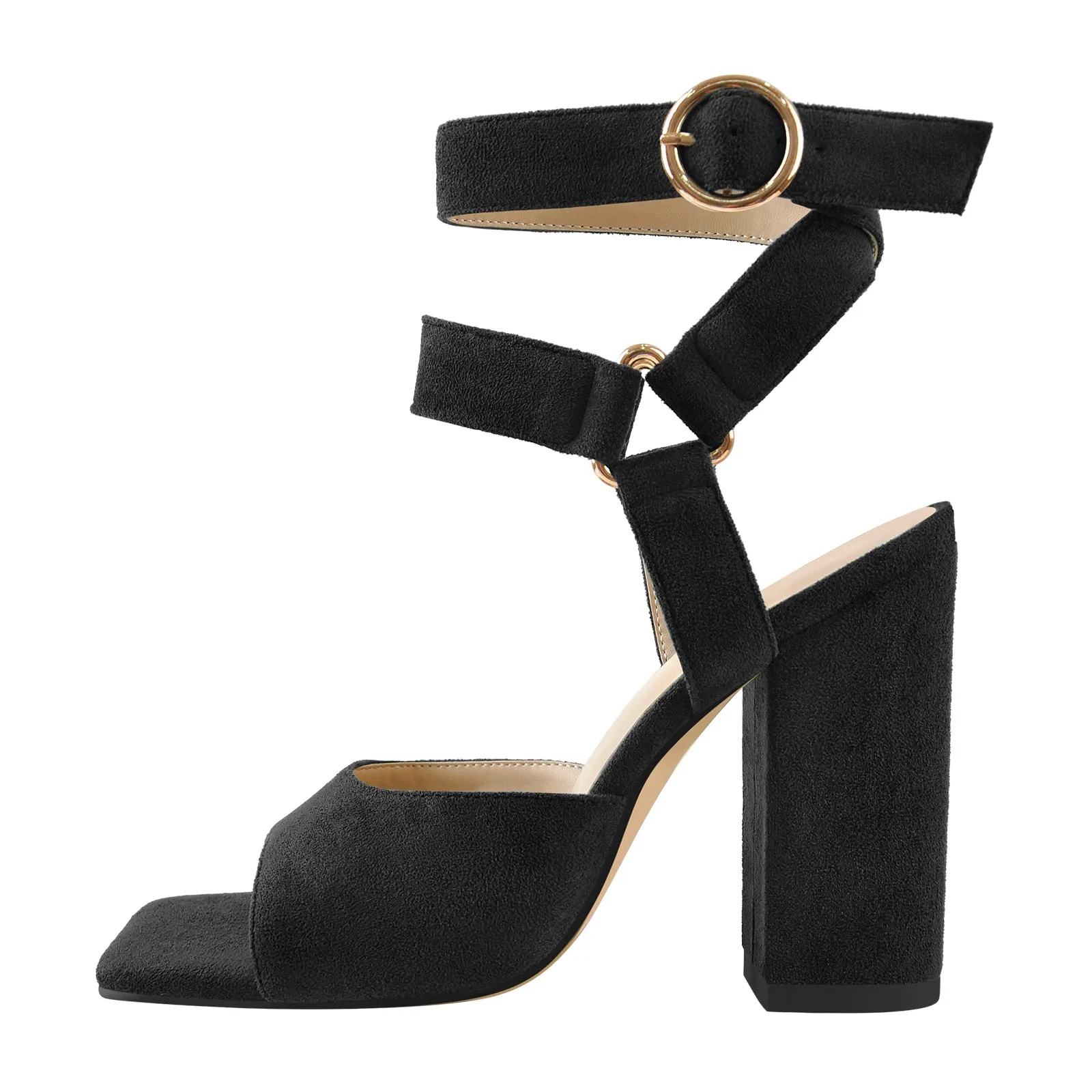 Square Toe Suede Ankle Strap Chunky Heel Sandals sold by Onlymaker