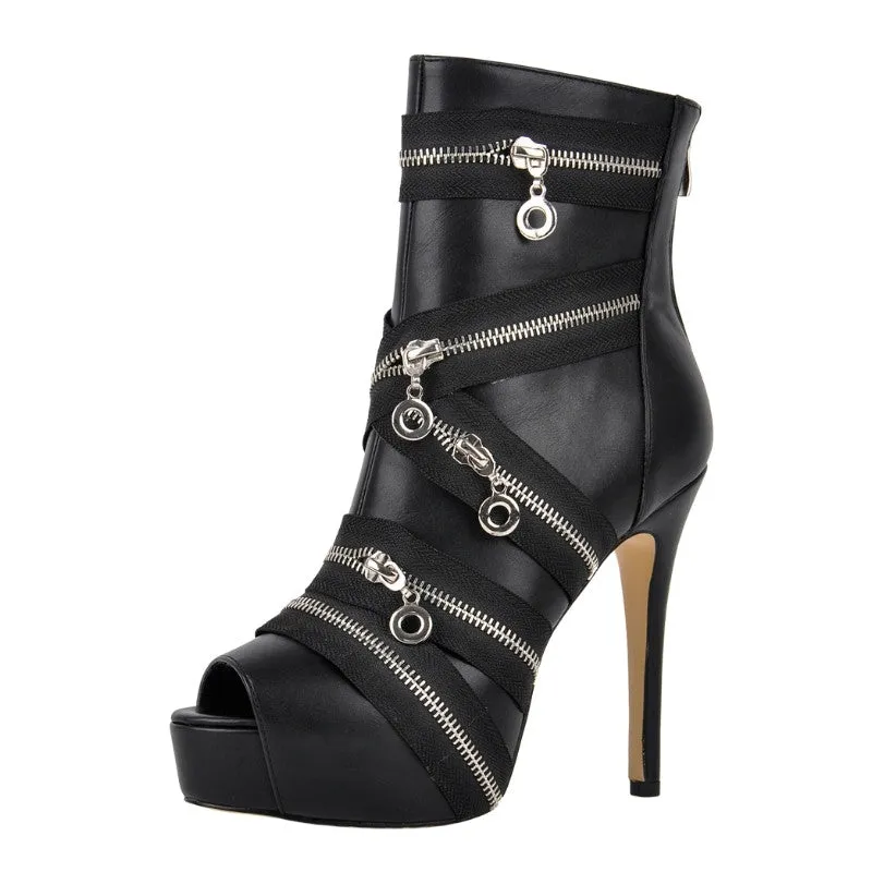 Peep Toe Platform Zipper Ankle Boots sold by Onlymaker product image thumbnail 2