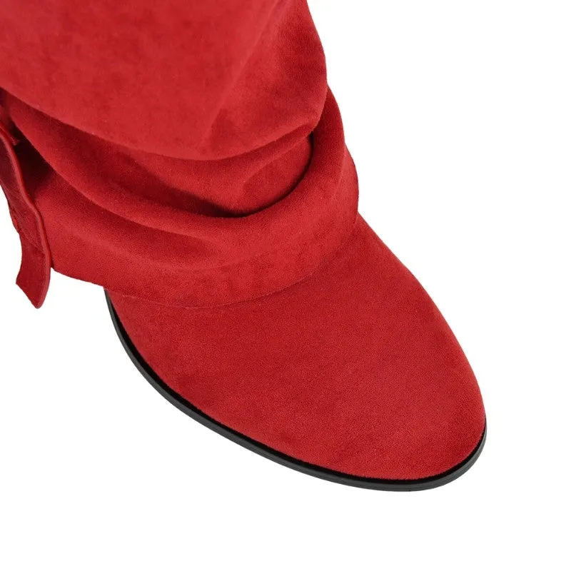 Suede Buckle Fold Over Knee High Boots sold by Onlymaker product image thumbnail 3