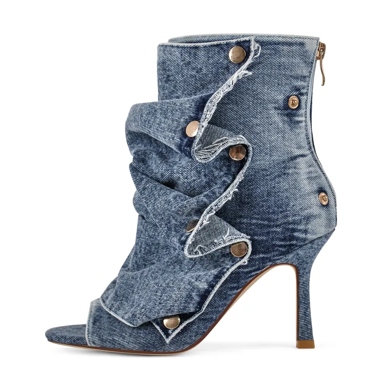 Open Toe Denim Removable Ankle Boots sold by Onlymaker