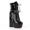 Platform Rivet Buckle Metal Chain Lace-up Ankle Boots sold by Onlymaker