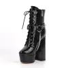 Platform Rivet Buckle Metal Chain Lace-up Ankle Boots sold by Onlymaker