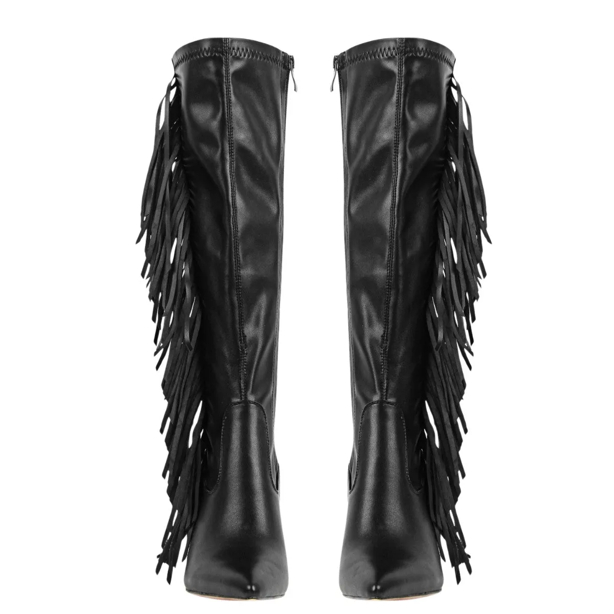 Fringe Pointed Toe Stiletto Knee High Boots sold by Onlymaker product image thumbnail 2