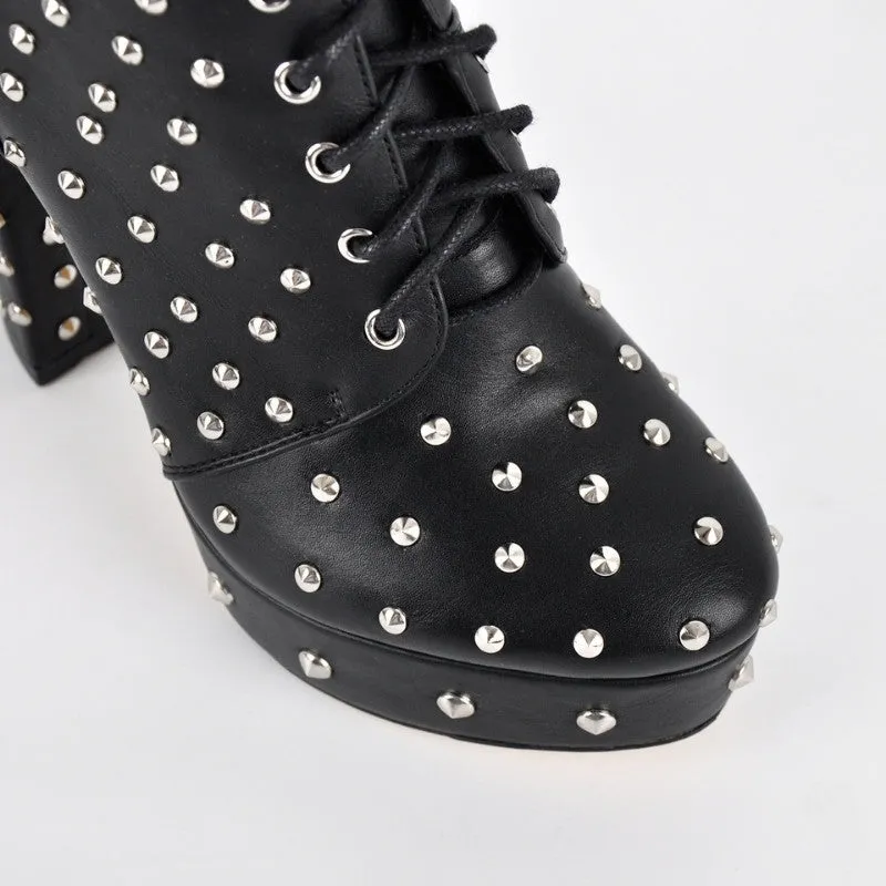 Rivet Platform Buckle Lace-up Ankle Boots sold by Onlymaker product image thumbnail 3