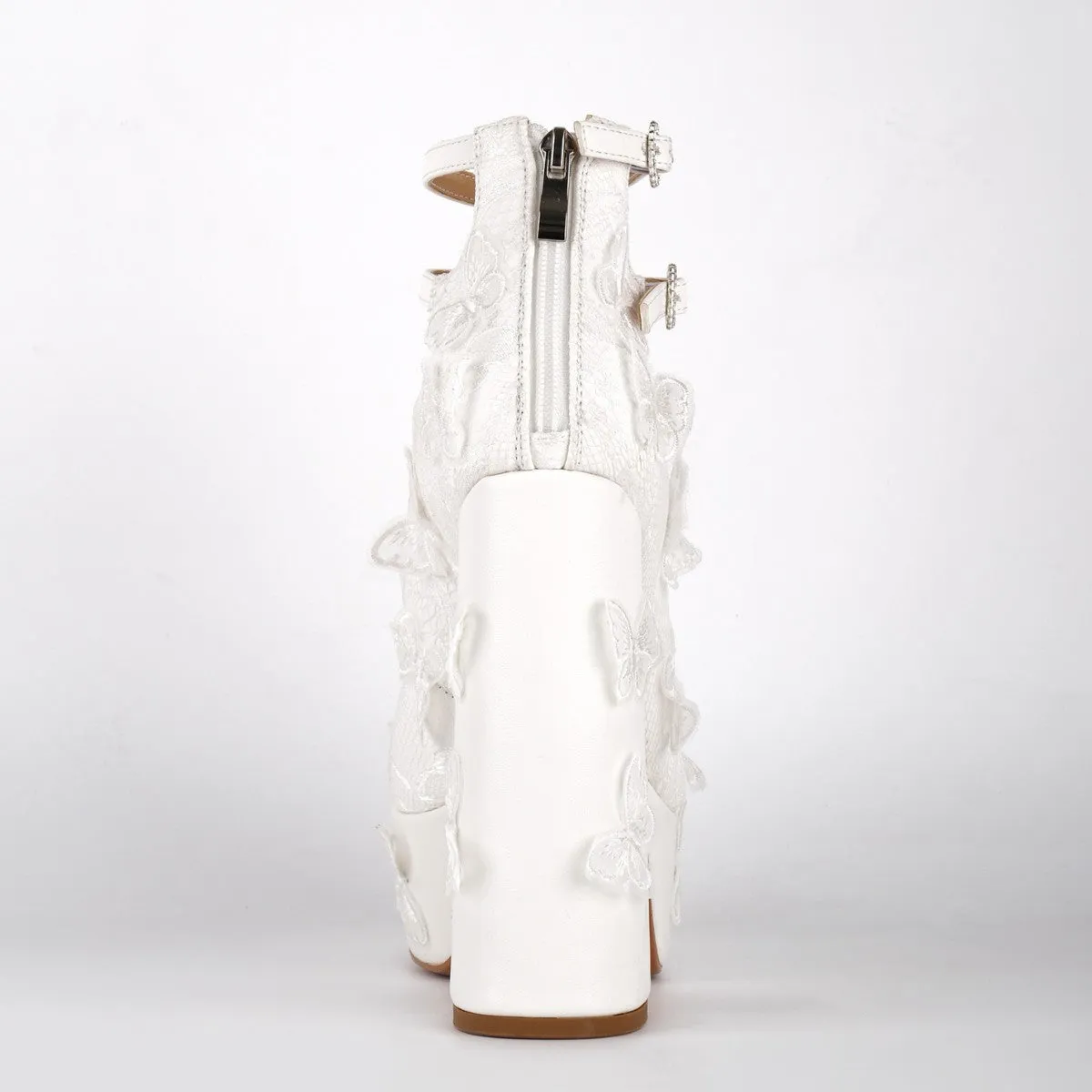 Platform Butterfly Lace Mesh Multi Buckle Strap Pumps sold by Onlymaker product image thumbnail 4