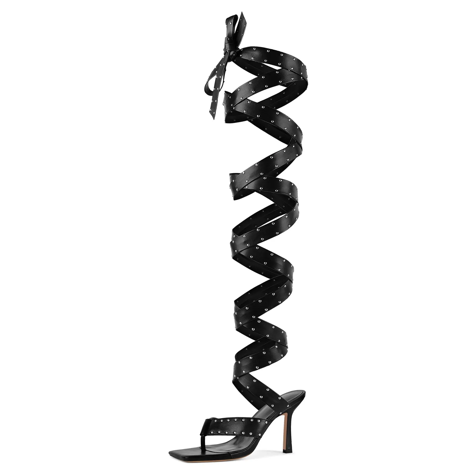 Square Toe Thong Rivet Strappy Lace-up Sandals sold by Onlymaker product image thumbnail 4