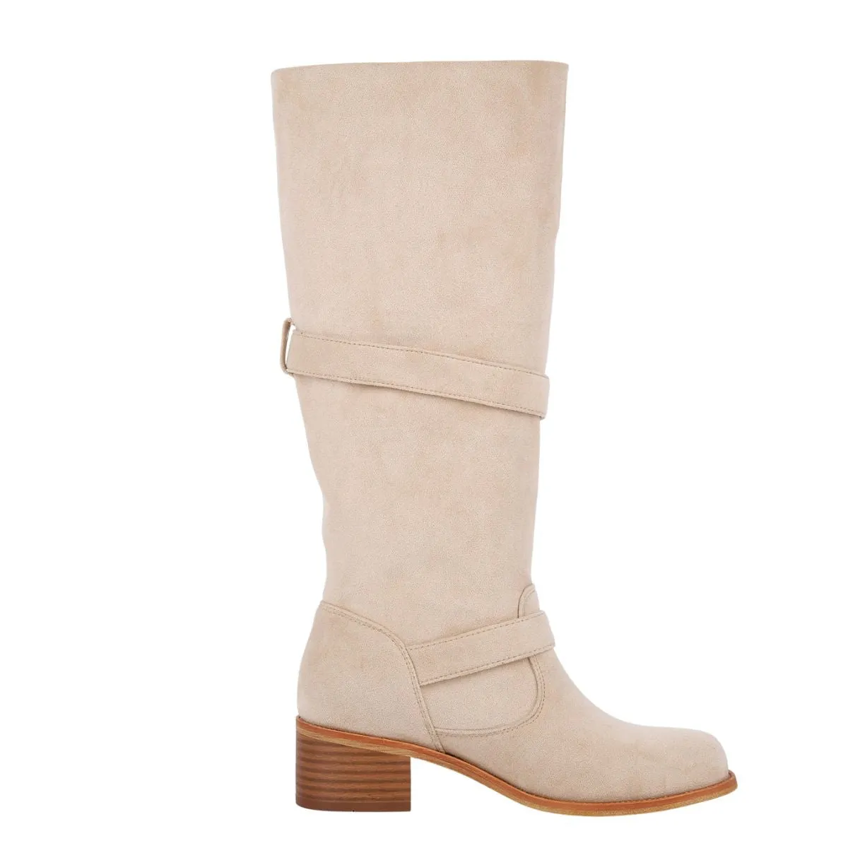 Suede Round Toe Buckle Strap Knee High Boots sold by Onlymaker product image thumbnail 3