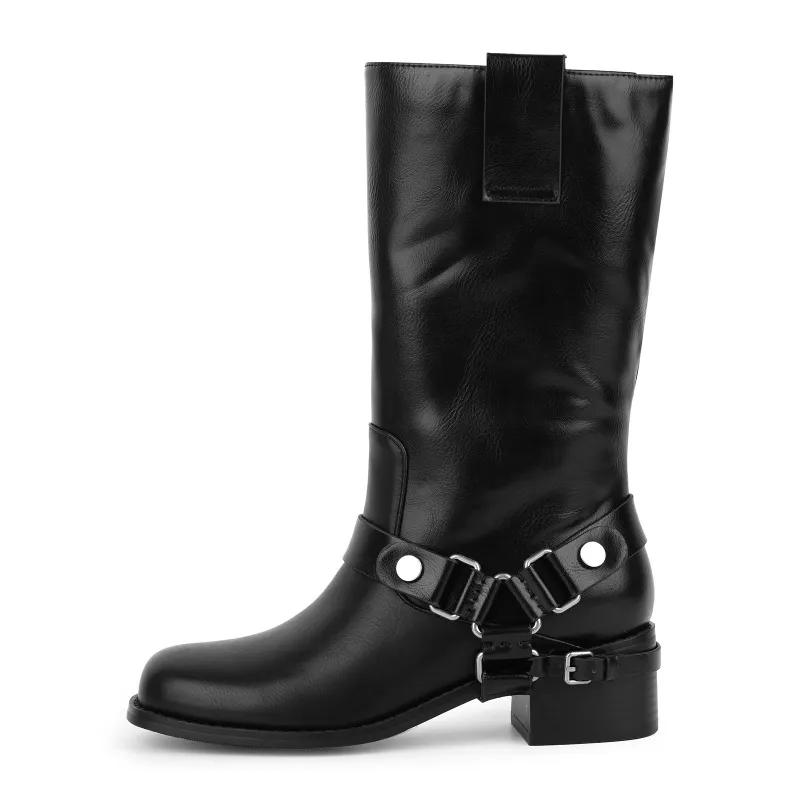 Buckle Strap Chunky Heel Mid-Calf Boots sold by Onlymaker