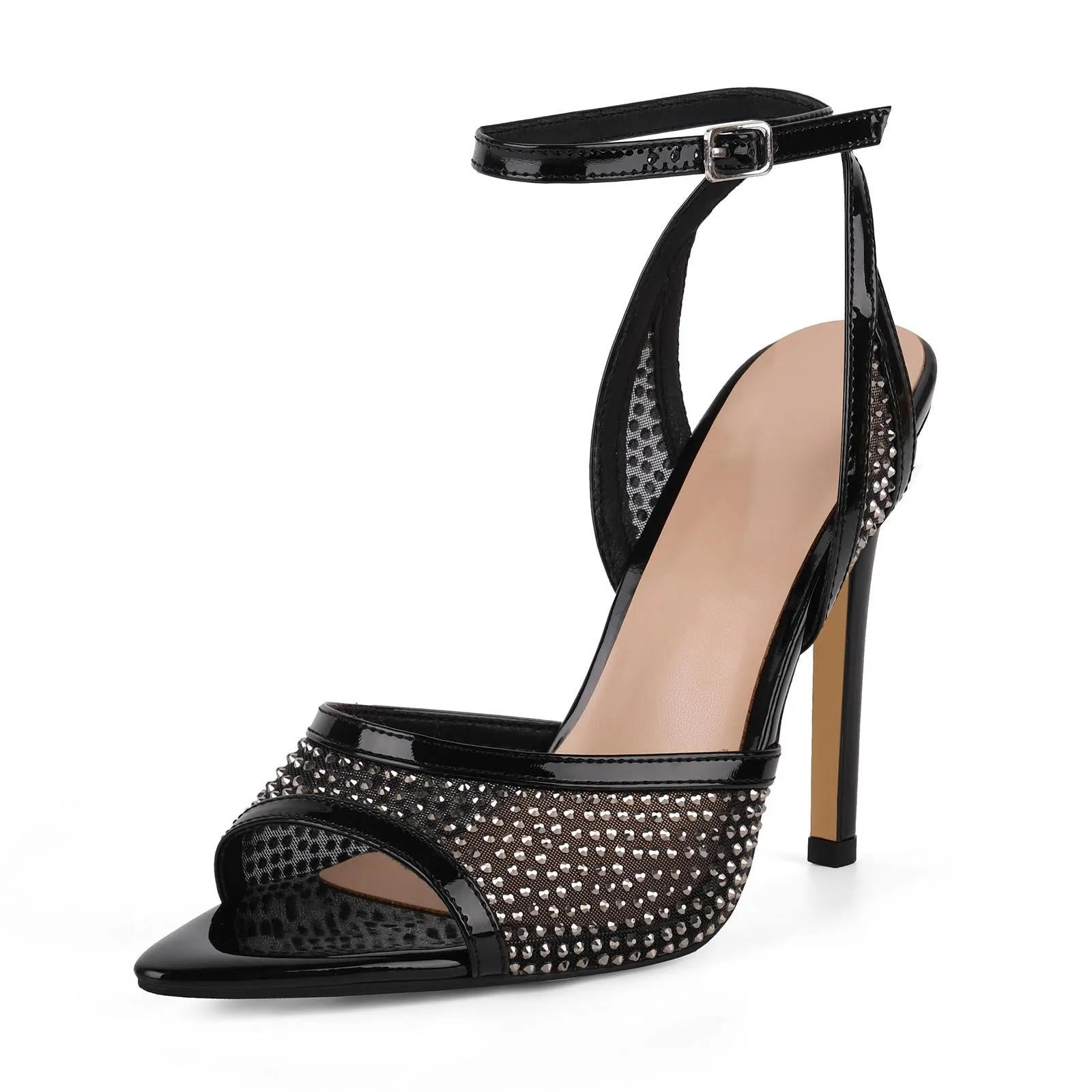 Pointed Toe Mesh Rhinestone Ankle Strap Sandals sold by Onlymaker product image thumbnail 2